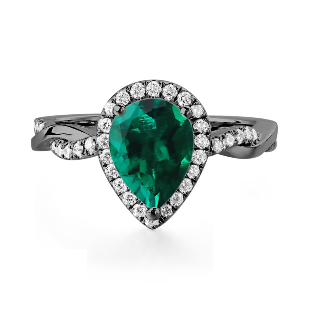 Emerald Twisted Band Engagement Ring - LUO Jewelry #metal_black finish sterling silver