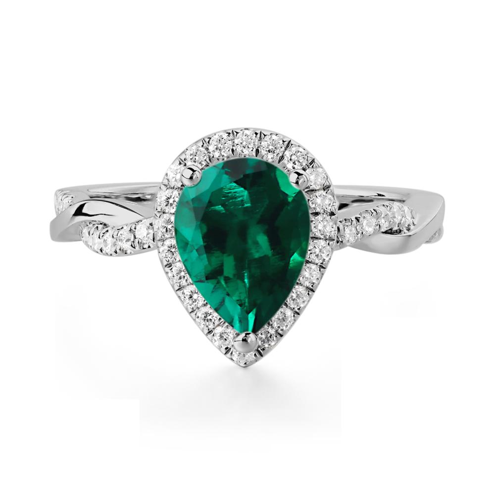 Emerald Twisted Band Engagement Ring - LUO Jewelry #metal_platinum