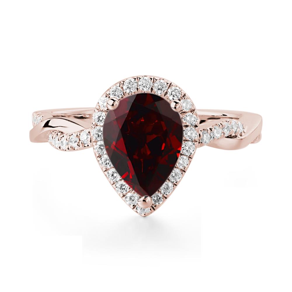 Garnet Twisted Halo Engagement Ring - LUO Jewelry #metal_14k rose gold