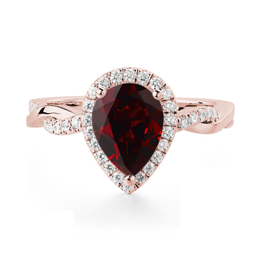 Garnet Twisted Halo Engagement Ring - LUO Jewelry #metal_18k rose gold