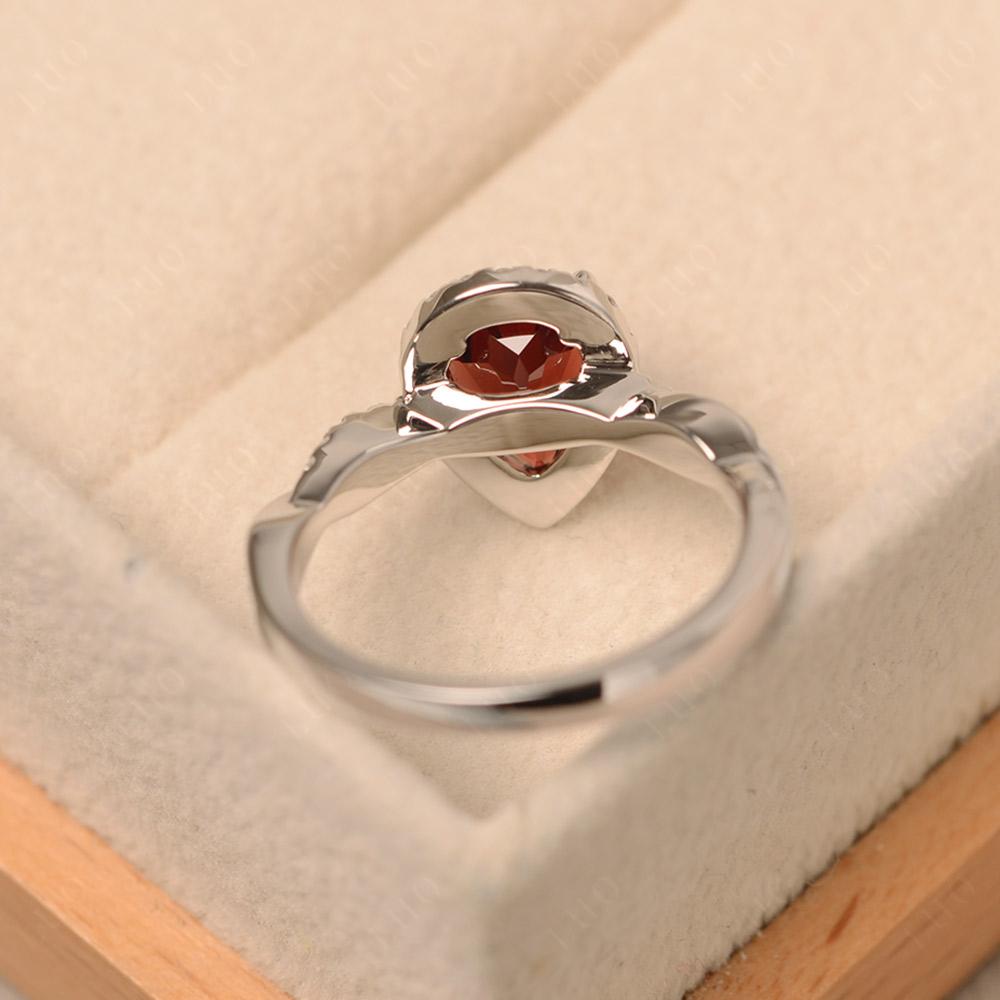 Garnet Twisted Halo Engagement Ring - LUO Jewelry 