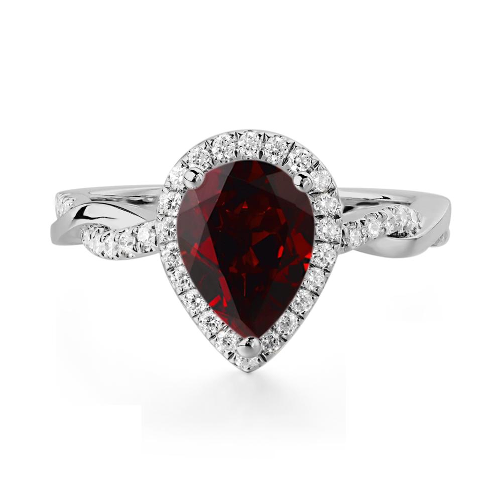 Garnet Twisted Halo Engagement Ring - LUO Jewelry #metal_platinum