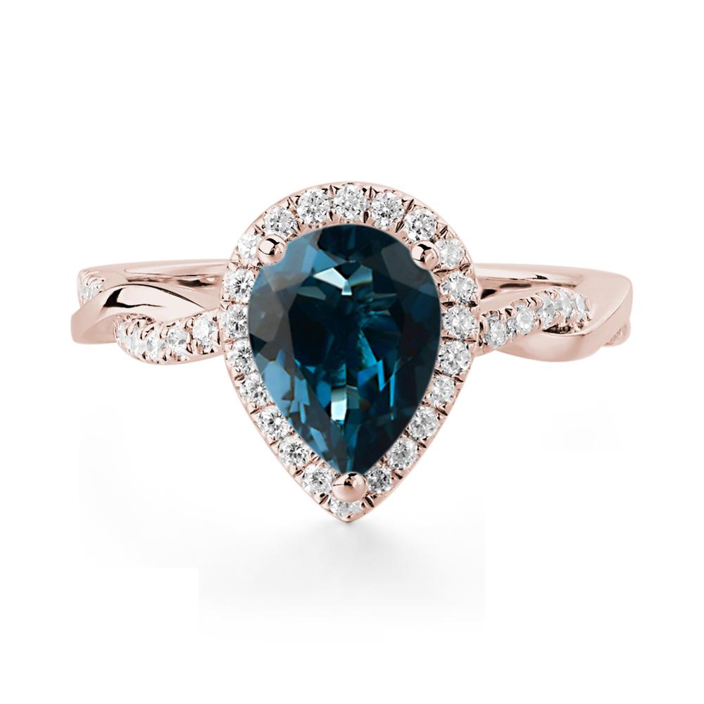 London Blue Topaz Twisted Band Engagement Ring - LUO Jewelry #metal_14k rose gold