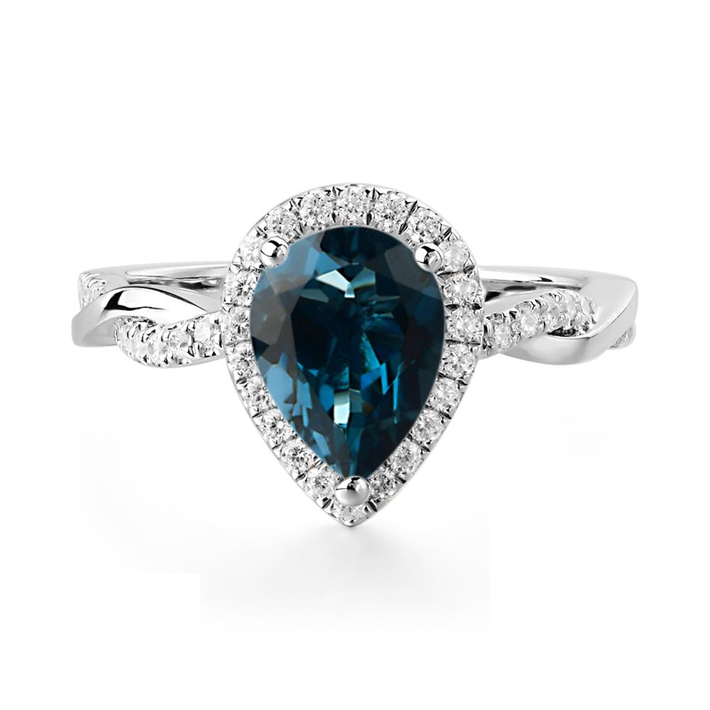 London Blue Topaz Twisted Band Engagement Ring - LUO Jewelry #metal_14k white gold