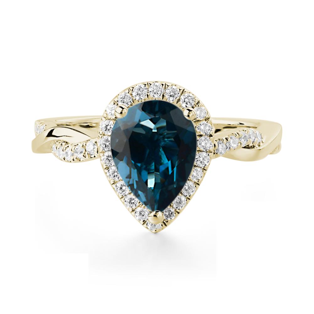 London Blue Topaz Twisted Band Engagement Ring - LUO Jewelry #metal_14k yellow gold