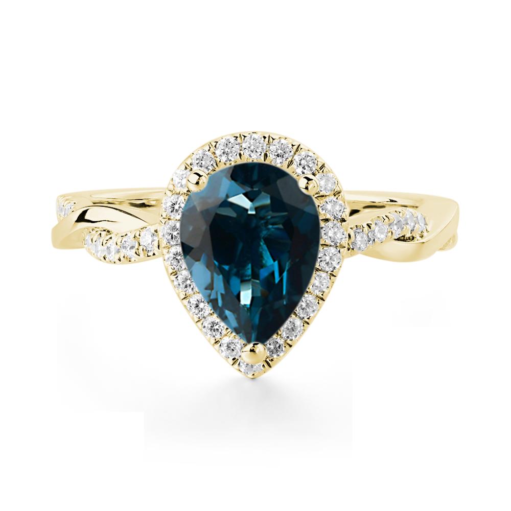 London Blue Topaz Twisted Band Engagement Ring - LUO Jewelry #metal_18k yellow gold