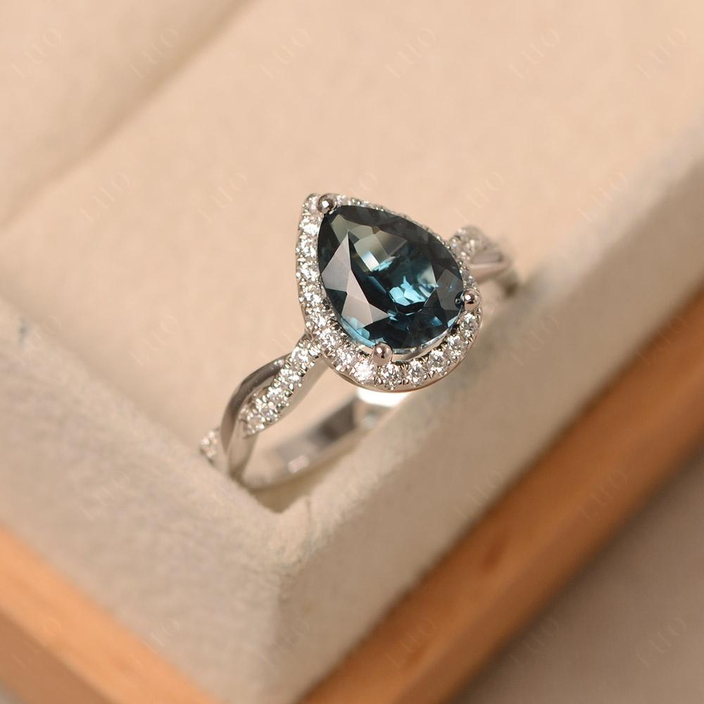 London Blue Topaz Twisted Band Engagement Ring - LUO Jewelry 