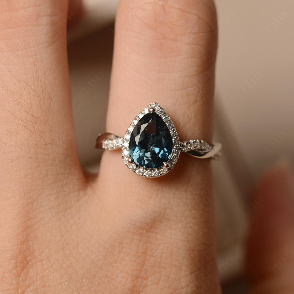 London Blue Topaz Twisted Band Engagement Ring - LUO Jewelry 