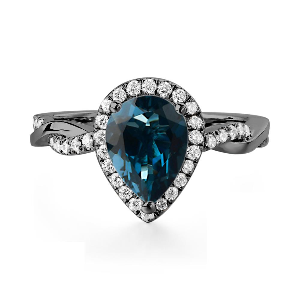 London Blue Topaz Twisted Band Engagement Ring - LUO Jewelry #metal_black finish sterling silver