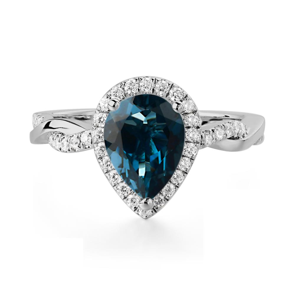 London Blue Topaz Twisted Band Engagement Ring - LUO Jewelry #metal_platinum