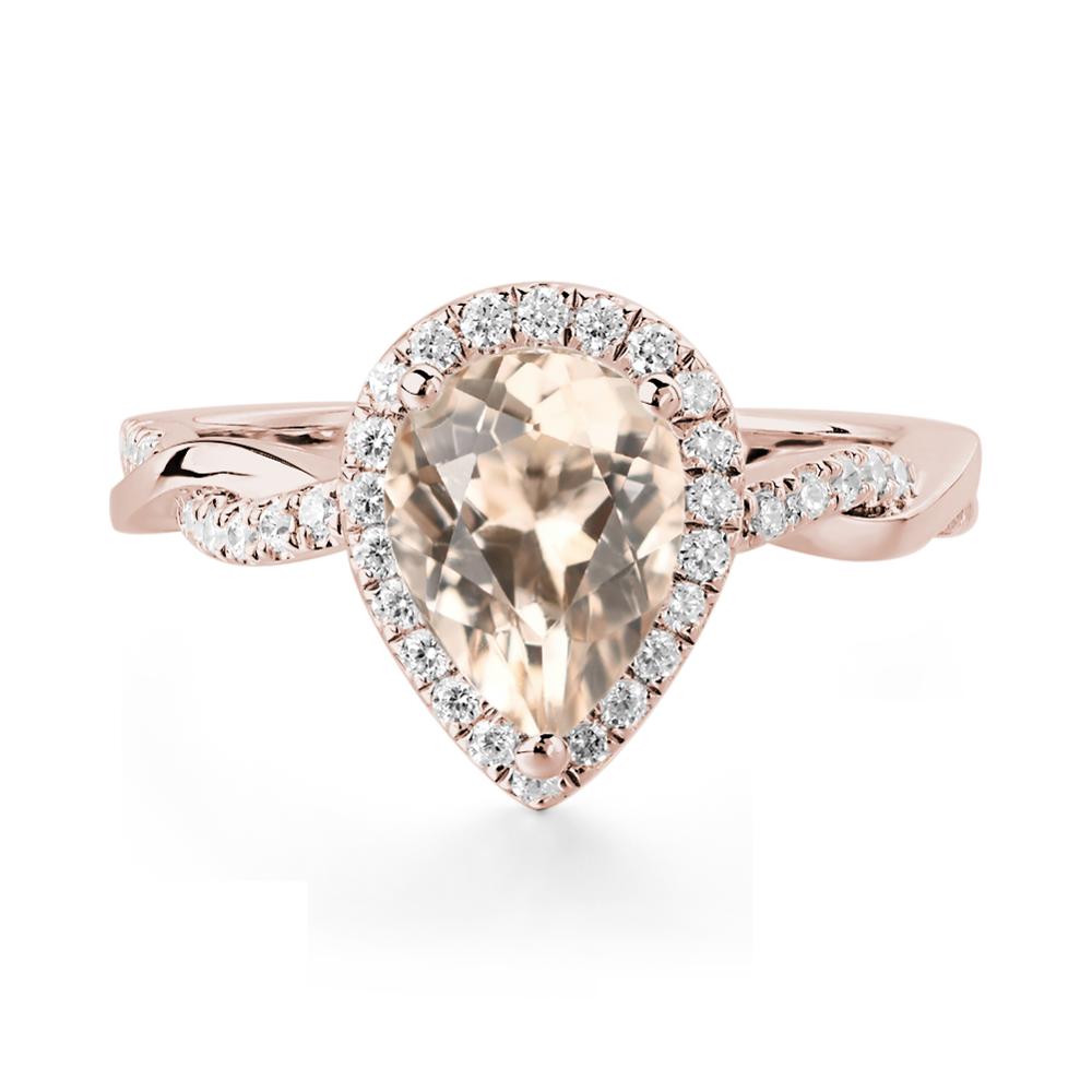 Morganite Twisted Halo Engagement Ring - LUO Jewelry #metal_14k rose gold