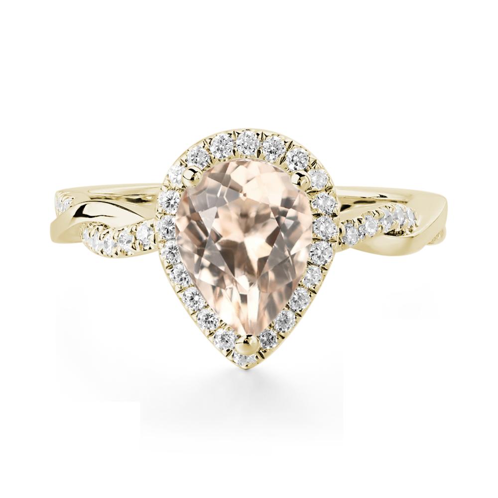 Morganite Twisted Halo Engagement Ring - LUO Jewelry #metal_14k yellow gold