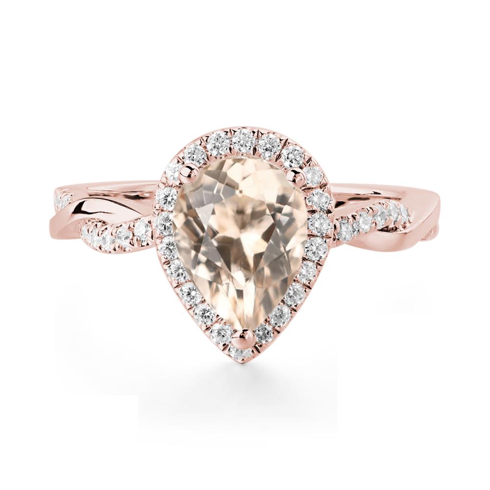 Morganite Twisted Halo Engagement Ring - LUO Jewelry #metal_18k rose gold