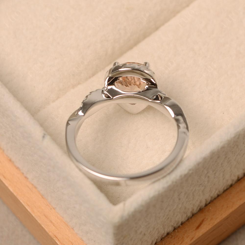 Morganite Twisted Halo Engagement Ring - LUO Jewelry 