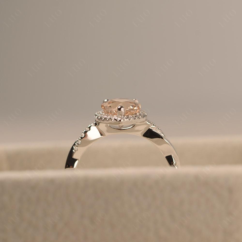 Morganite Twisted Halo Engagement Ring - LUO Jewelry 