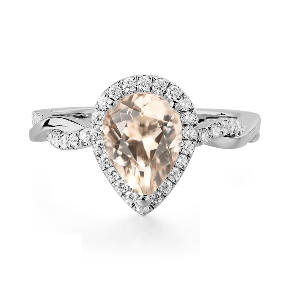 Morganite Twisted Halo Engagement Ring - LUO Jewelry #metal_platinum