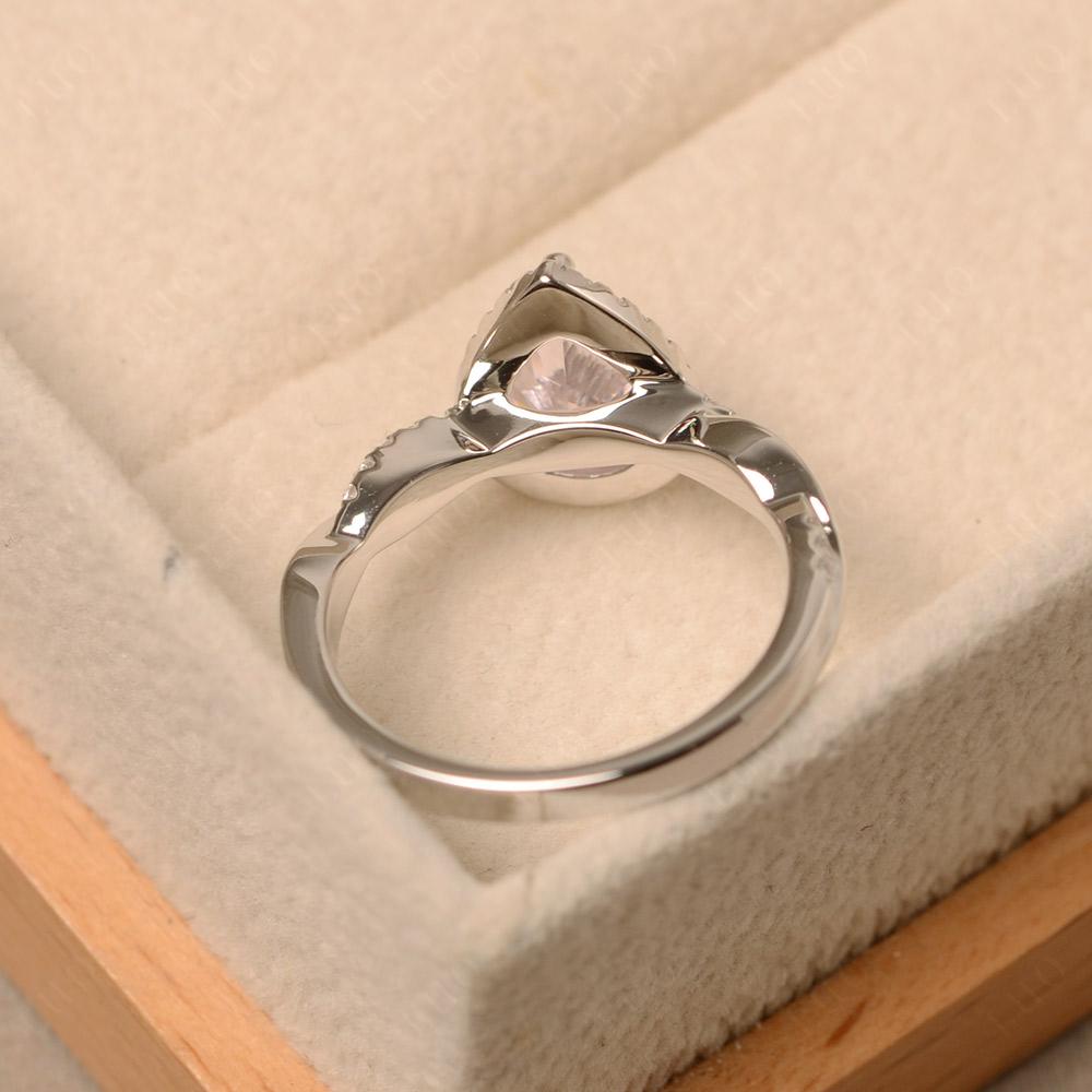 Pear Shaped Pink Cubic Zirconia Twisted Halo Ring - LUO Jewelry 