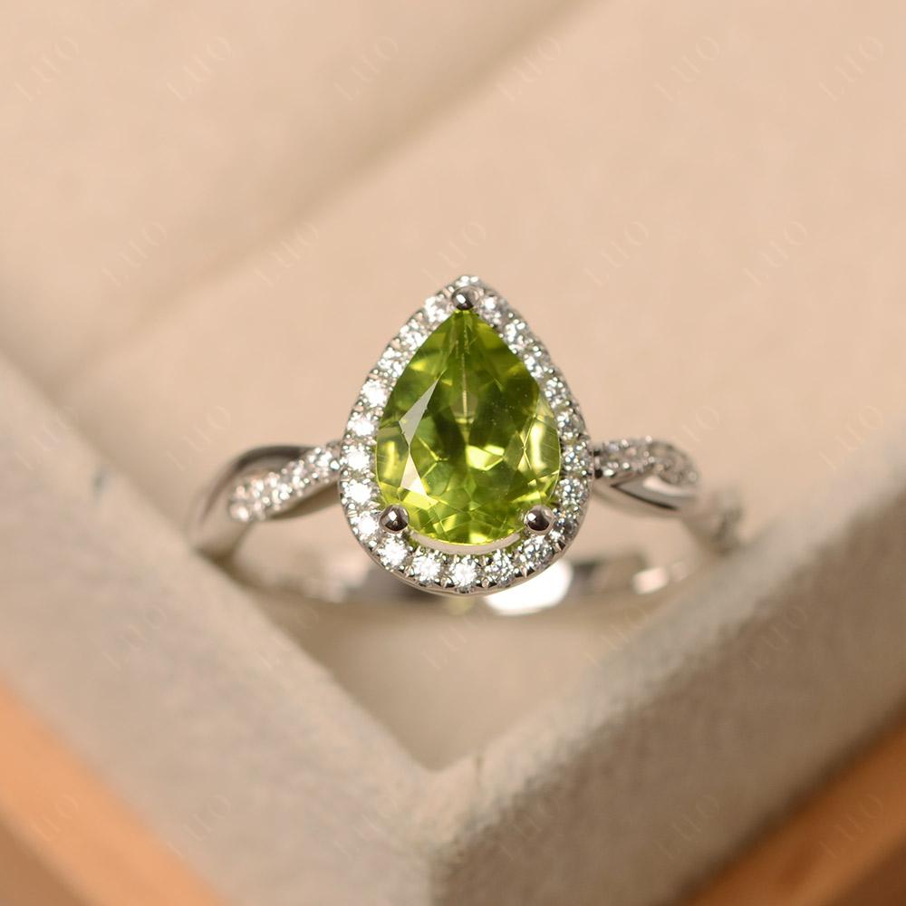 Peridot Twisted Band Engagement Ring - LUO Jewelry 