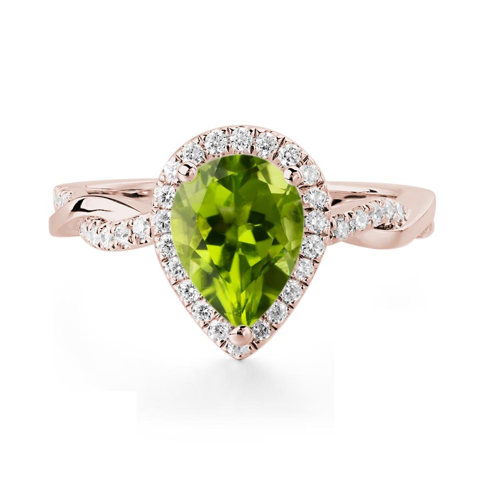 Peridot Twisted Band Engagement Ring - LUO Jewelry #metal_14k rose gold