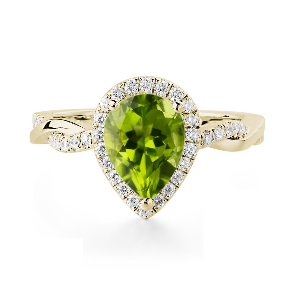 Peridot Twisted Band Engagement Ring - LUO Jewelry #metal_14k yellow gold