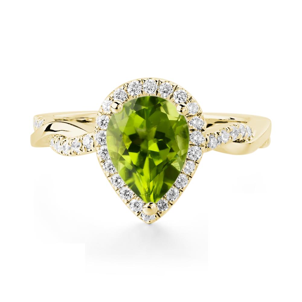 Peridot Twisted Band Engagement Ring - LUO Jewelry #metal_18k yellow gold