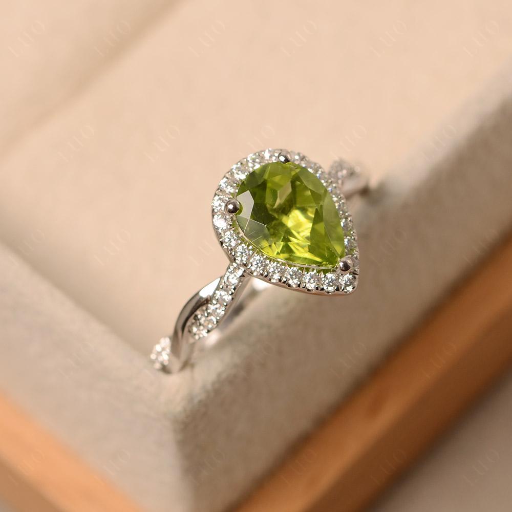 Peridot Twisted Band Engagement Ring - LUO Jewelry 