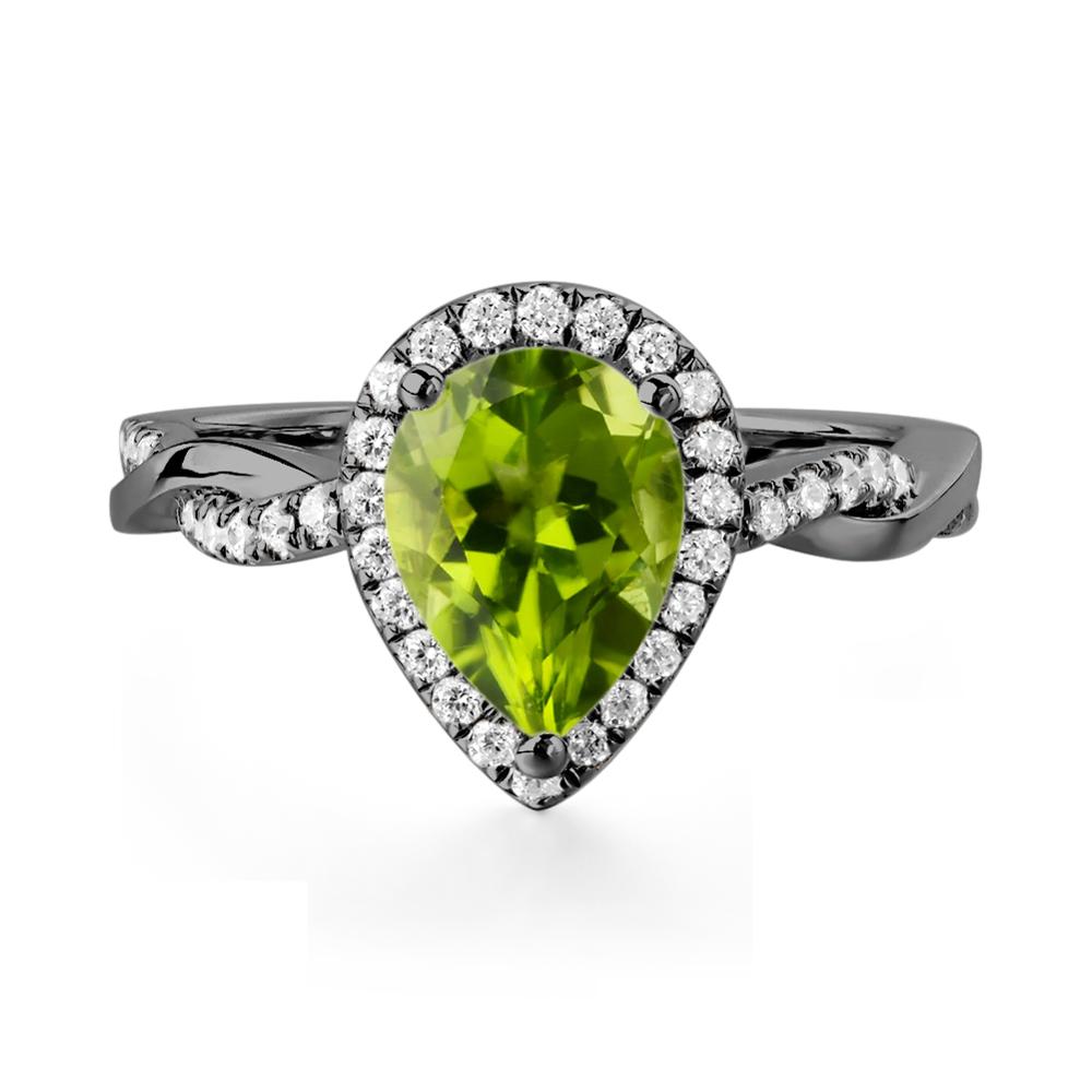 Peridot Twisted Band Engagement Ring - LUO Jewelry #metal_black finish sterling silver