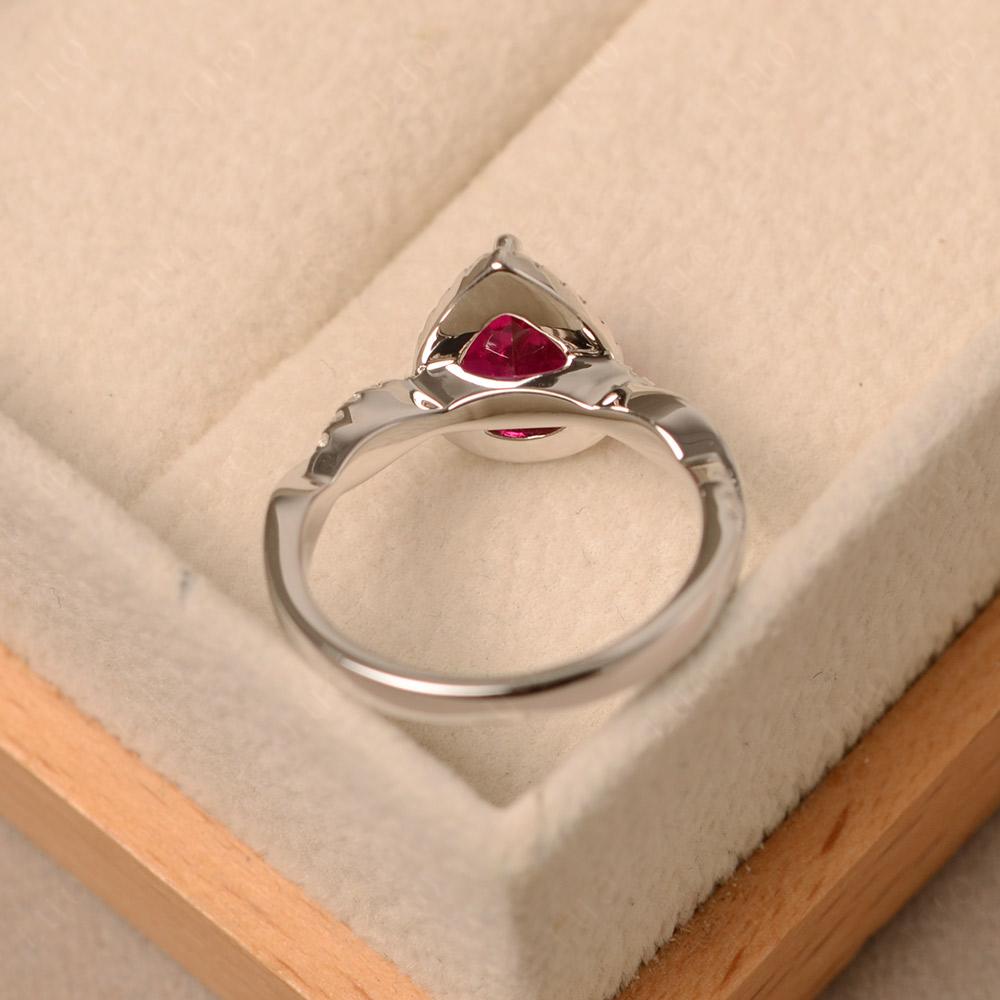 Ruby Twisted Halo Engagement Ring - LUO Jewelry 