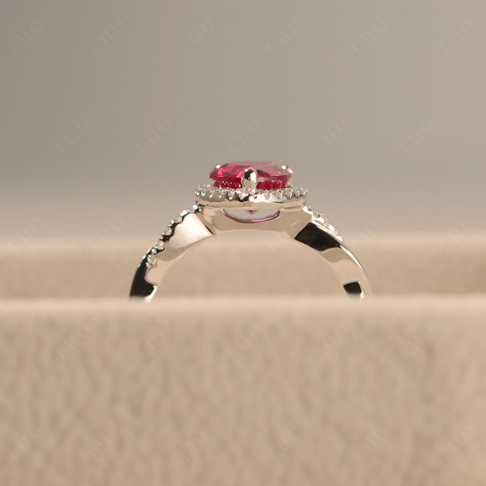 Ruby Twisted Halo Engagement Ring - LUO Jewelry 