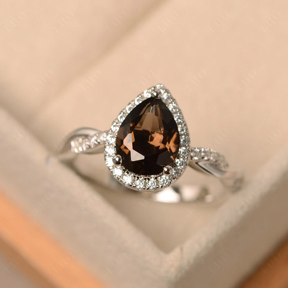 Smoky Quartz Twisted Band Engagement Ring - LUO Jewelry 