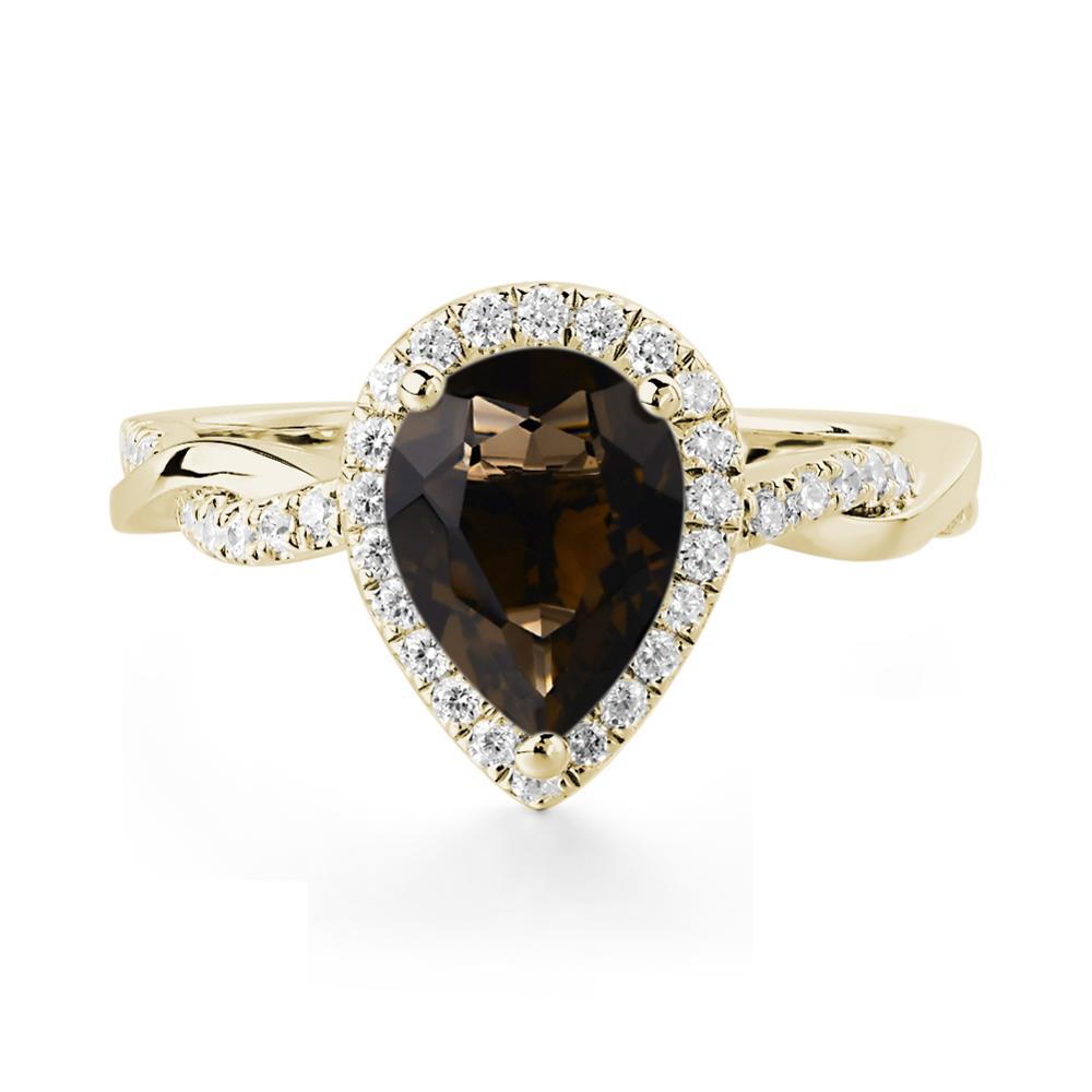 Smoky Quartz Twisted Band Engagement Ring - LUO Jewelry #metal_14k yellow gold