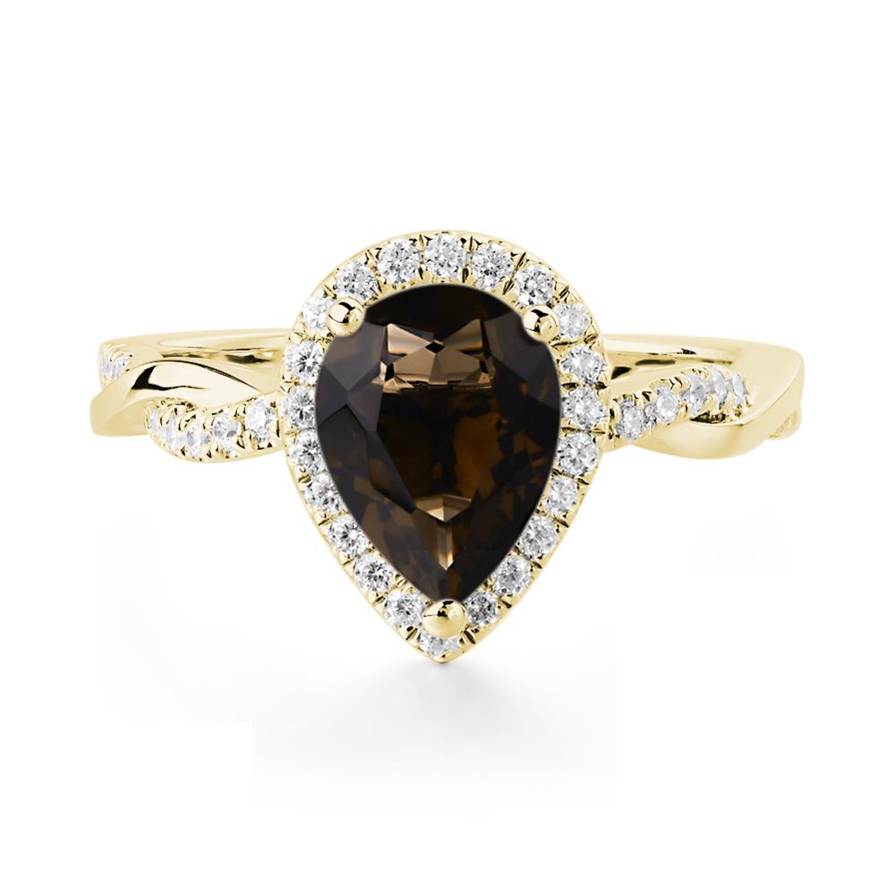 Smoky Quartz Twisted Band Engagement Ring - LUO Jewelry #metal_18k yellow gold