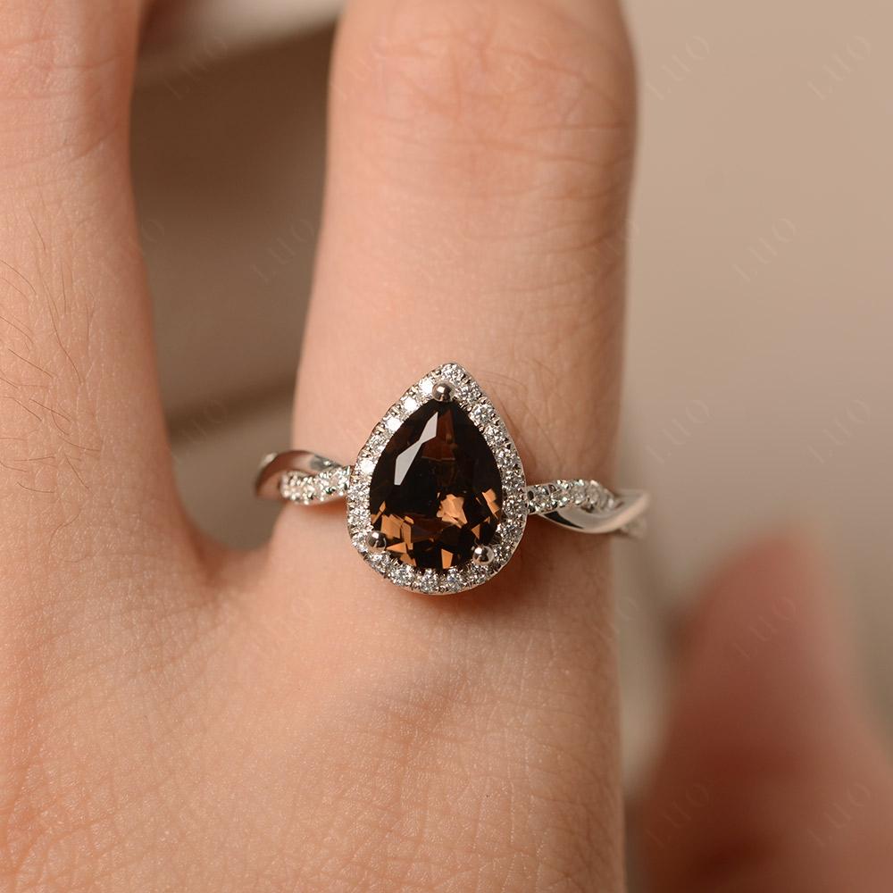 Smoky Quartz Twisted Band Engagement Ring - LUO Jewelry 