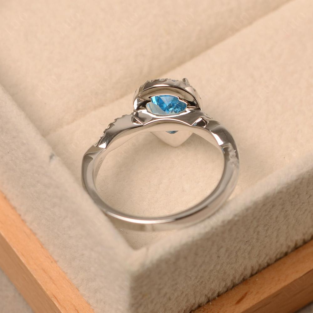 Swiss Blue Topaz Twisted Halo Engagement Ring - LUO Jewelry 