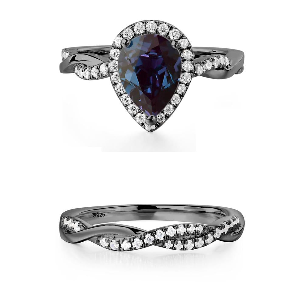 Pear Shaped Alexandrite Twisted Halo Ring - LUO Jewelry #metal_xxxxx