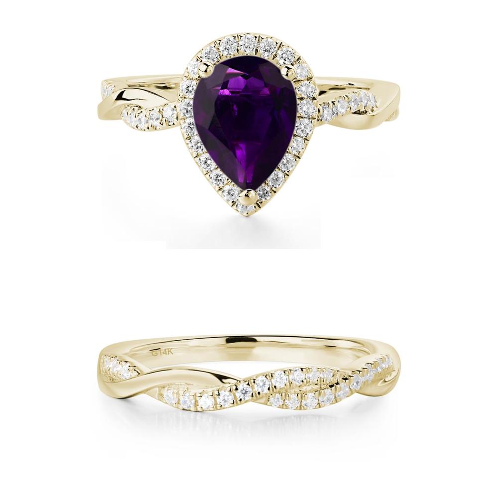 Amethyst Twisted Band Engagement Ring - LUO Jewelry #metal_xxxxx