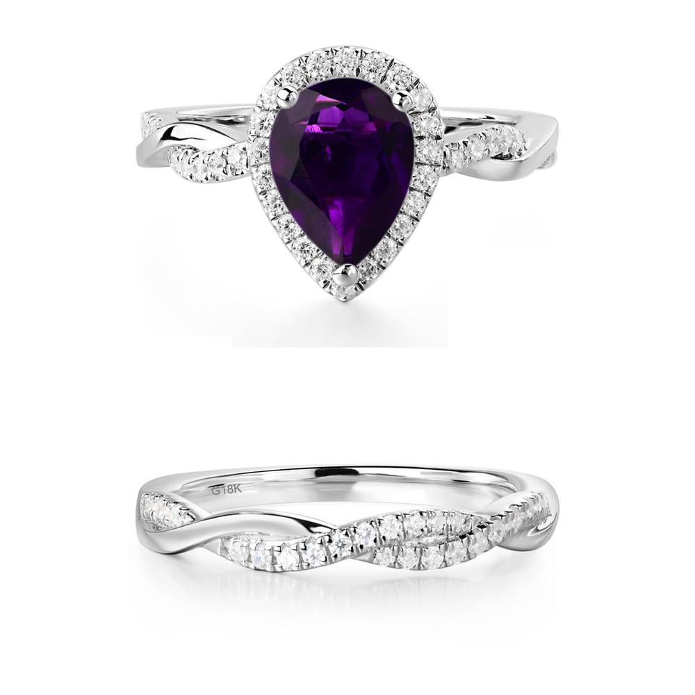 Amethyst Twisted Band Engagement Ring - LUO Jewelry #metal_xxxxx