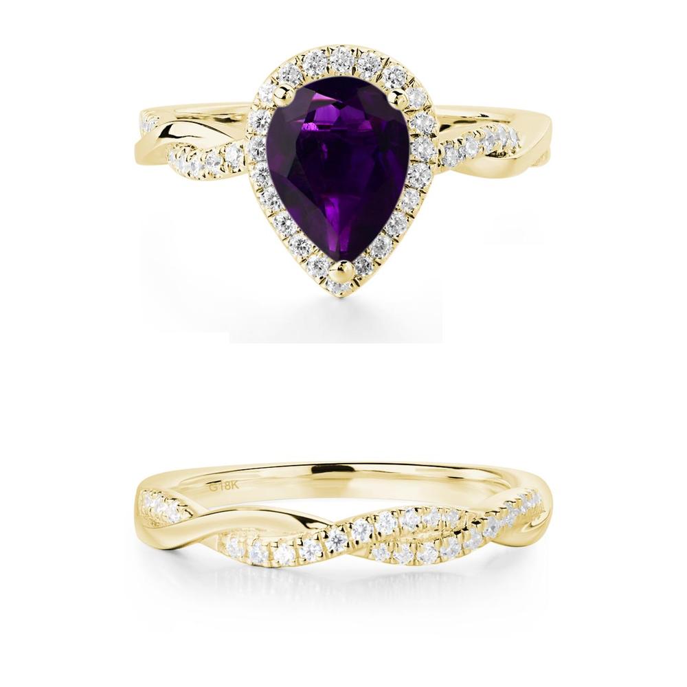 Amethyst Twisted Band Engagement Ring - LUO Jewelry #metal_xxxxx