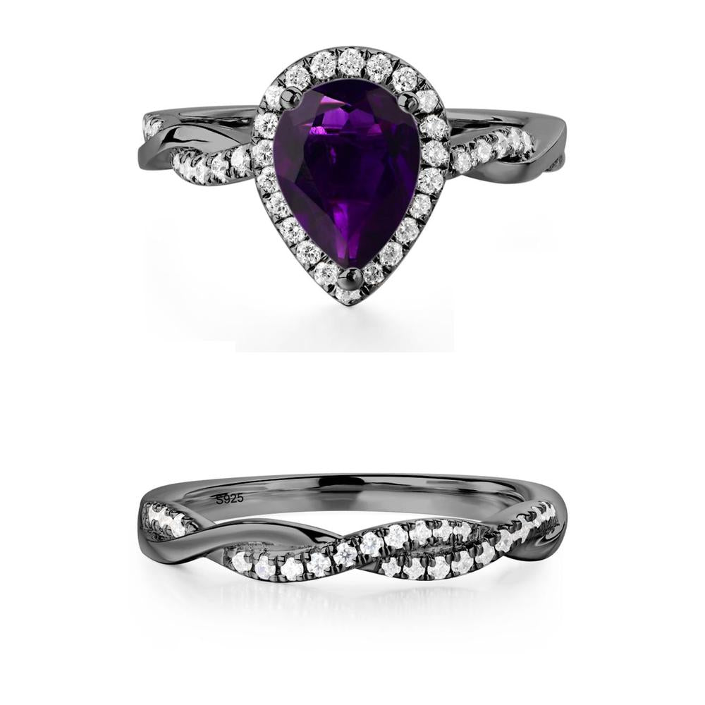 Amethyst Twisted Band Engagement Ring - LUO Jewelry #metal_xxxxx