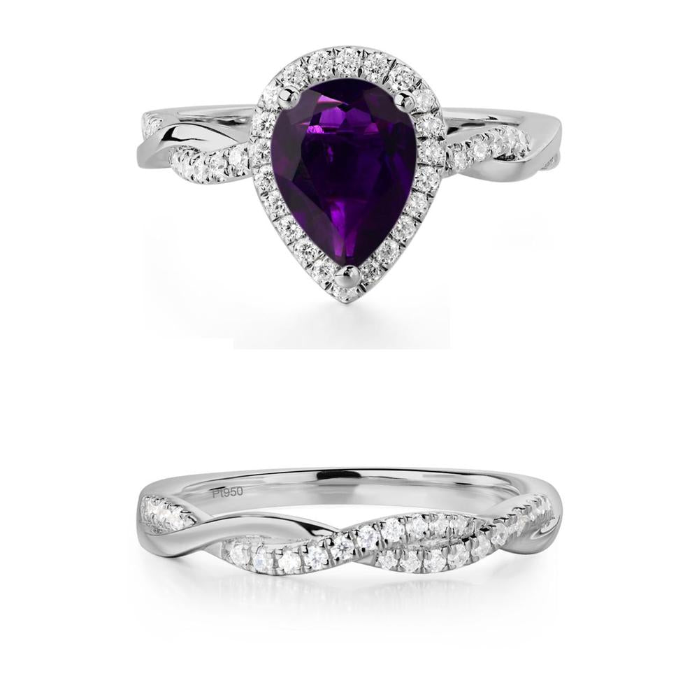 Amethyst Twisted Band Engagement Ring - LUO Jewelry #metal_xxxxx