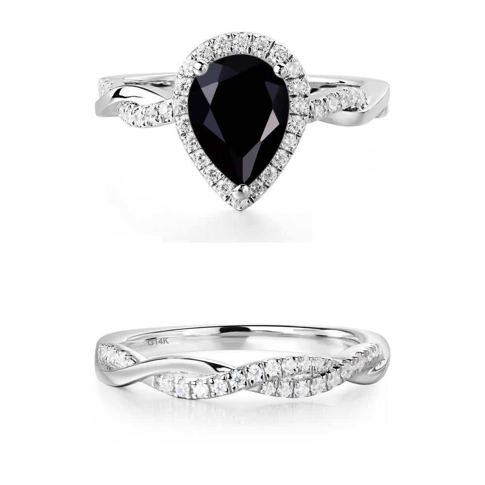 Black Spinel Twisted Halo Engagement Ring - LUO Jewelry #metal_xxxxx