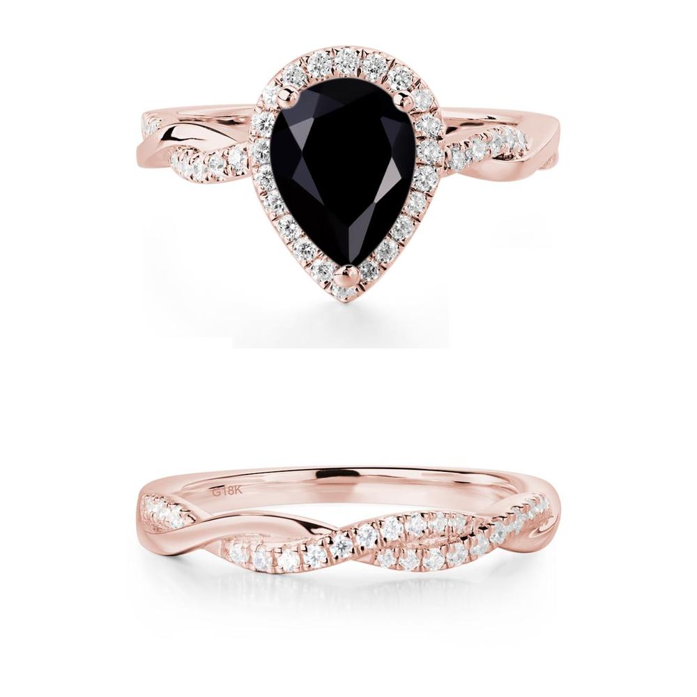 Black Spinel Twisted Halo Engagement Ring - LUO Jewelry #metal_xxxxx