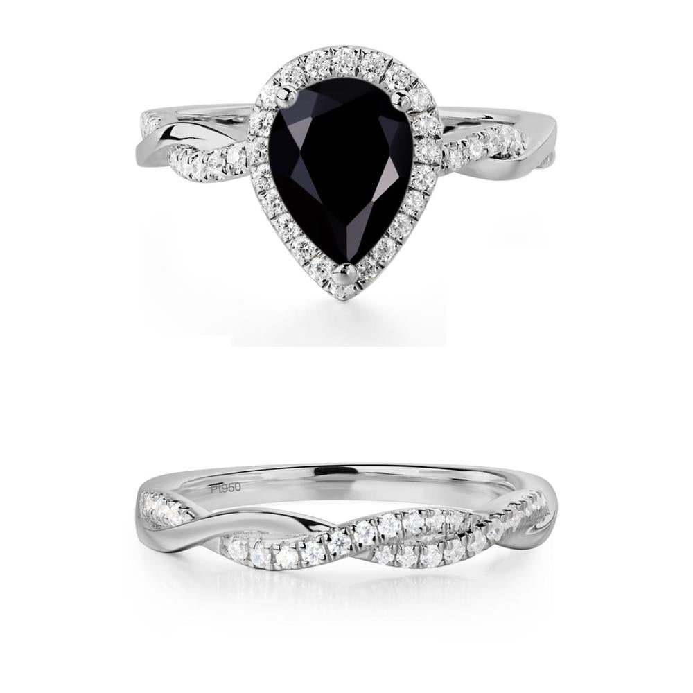 Black Spinel Twisted Halo Engagement Ring - LUO Jewelry #metal_xxxxx