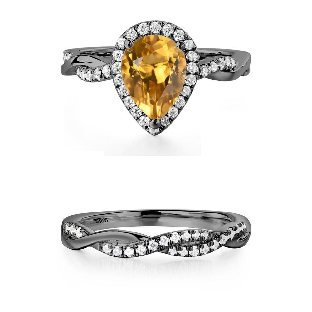 Pear Shaped Citrine Twisted Halo Ring - LUO Jewelry #metal_xxxxx