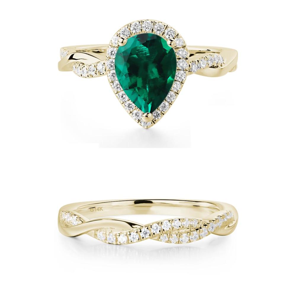 Emerald Twisted Band Engagement Ring - LUO Jewelry #metal_xxxxx