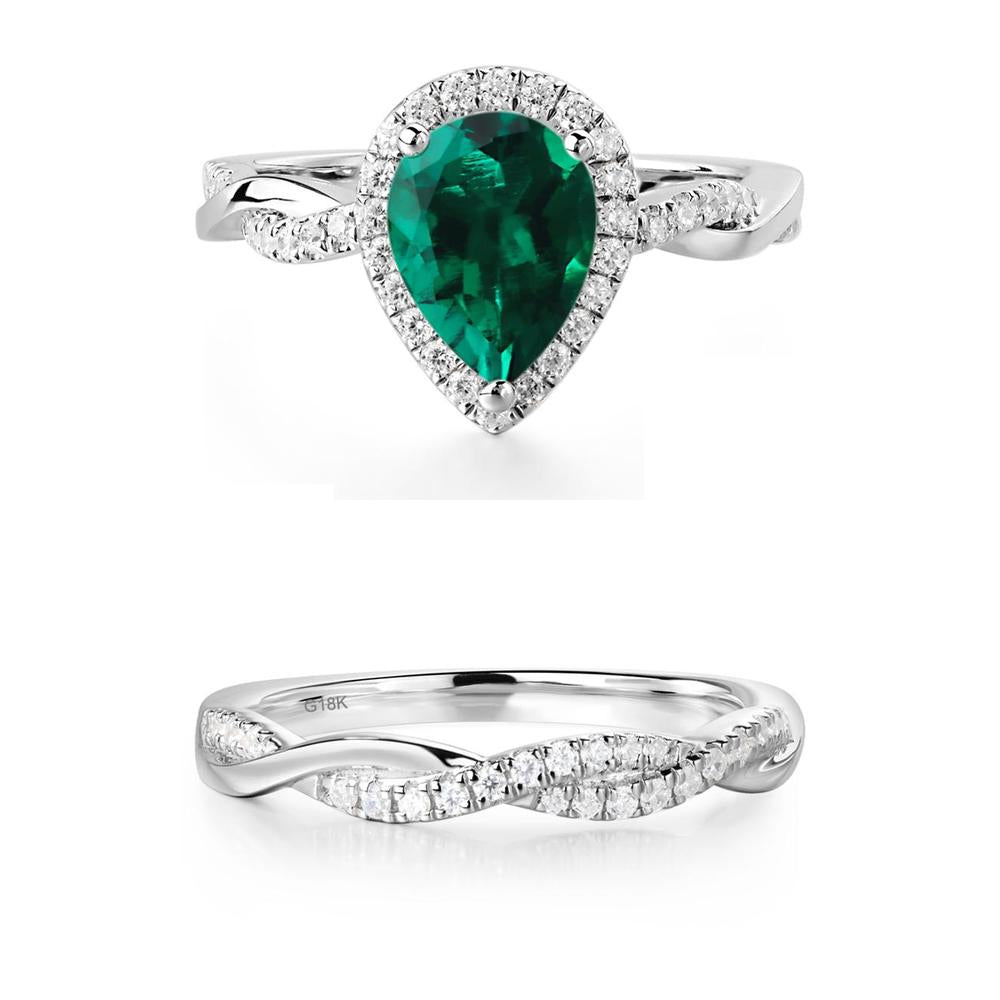 Emerald Twisted Band Engagement Ring - LUO Jewelry #metal_xxxxx