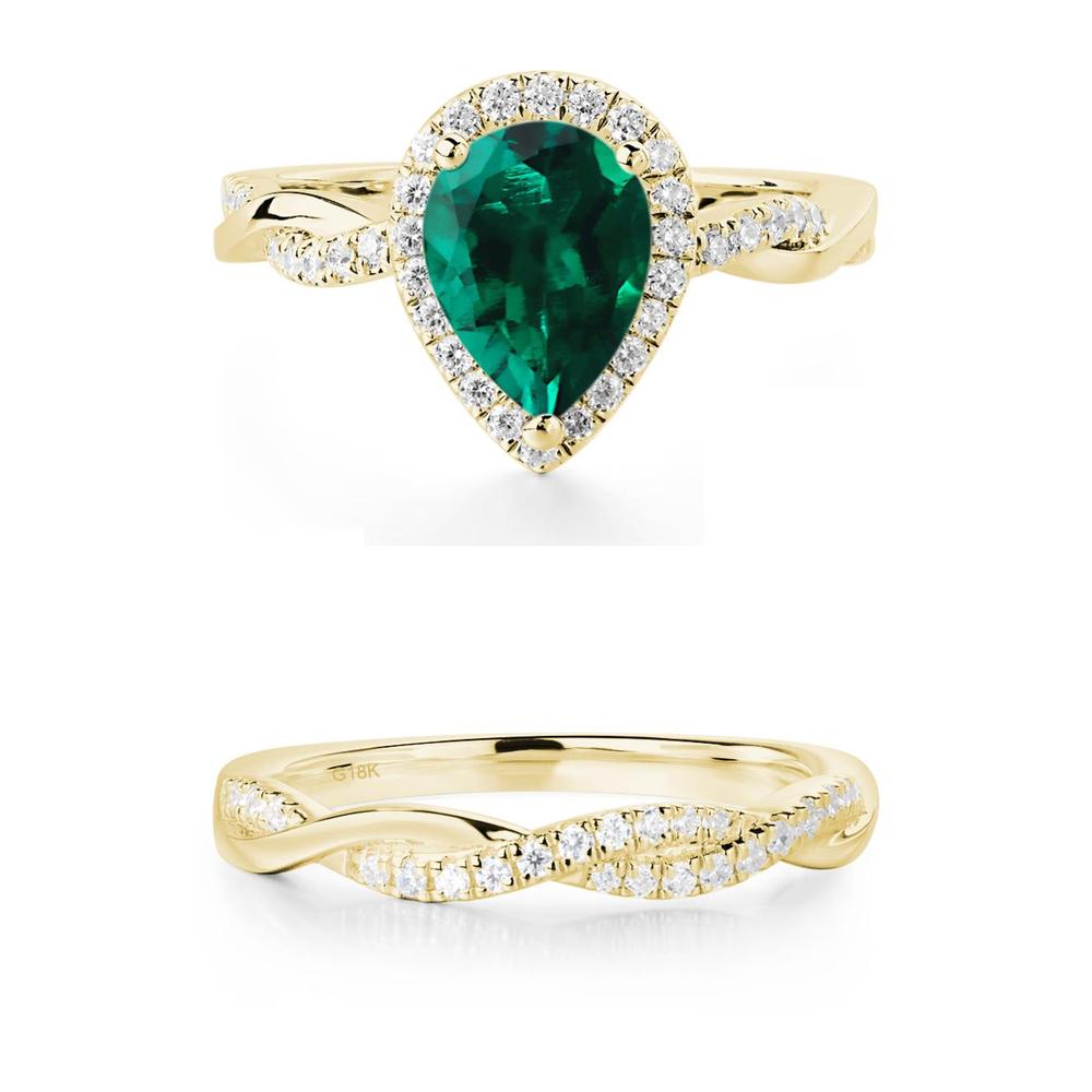 Emerald Twisted Band Engagement Ring - LUO Jewelry #metal_xxxxx