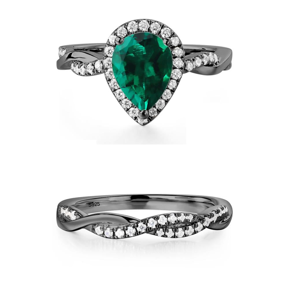 Emerald Twisted Band Engagement Ring - LUO Jewelry #metal_xxxxx