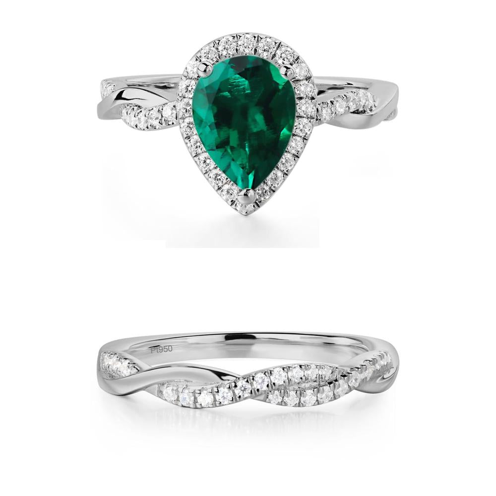 Emerald Twisted Band Engagement Ring - LUO Jewelry #metal_xxxxx