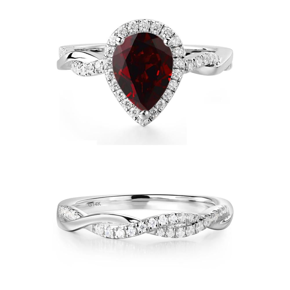 Garnet Twisted Halo Engagement Ring - LUO Jewelry #metal_xxxxx